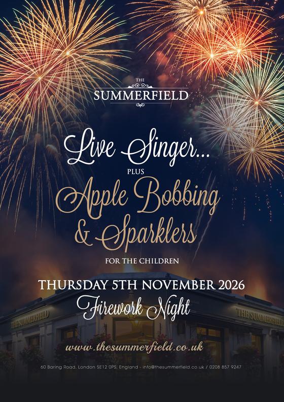 Firework Night - Live Singer, Apple Bobbing & Sparklers
