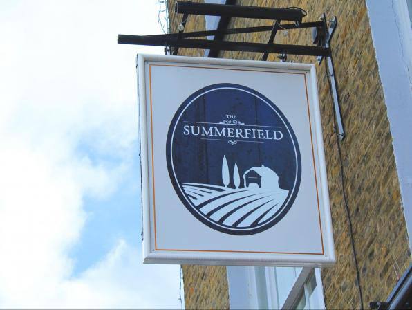 The Summerfield hanging pub sign